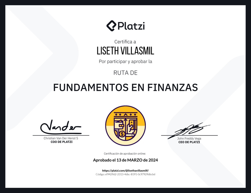Diploma de la Ruta de Aprendizaje de Fundamentos en Finanzas