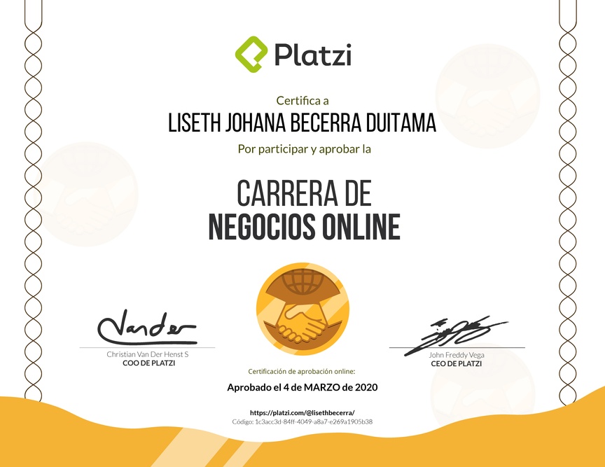Diploma de la Ruta de Aprendizaje de Comercio electrónico o E-commerce