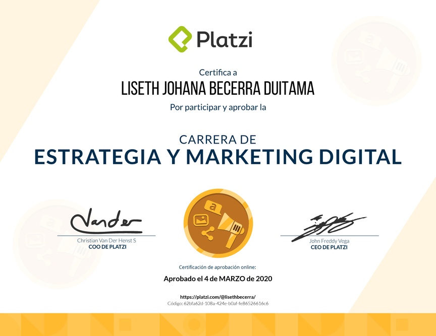 Diploma de la Ruta de Aprendizaje de Marketing Digital y Estrategia Online