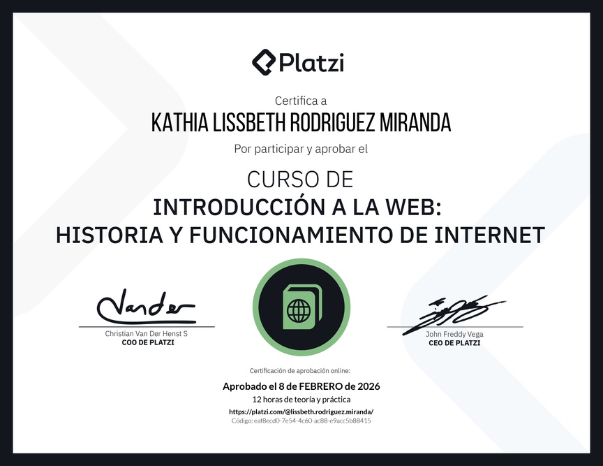 Diploma del Curso de Introducción a la Web: Historia y Funcionamiento de Internet