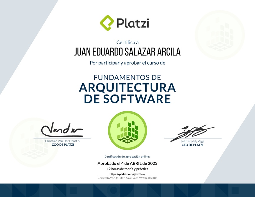 Diploma de Fundamentos de Arquitectura de Software (2018)