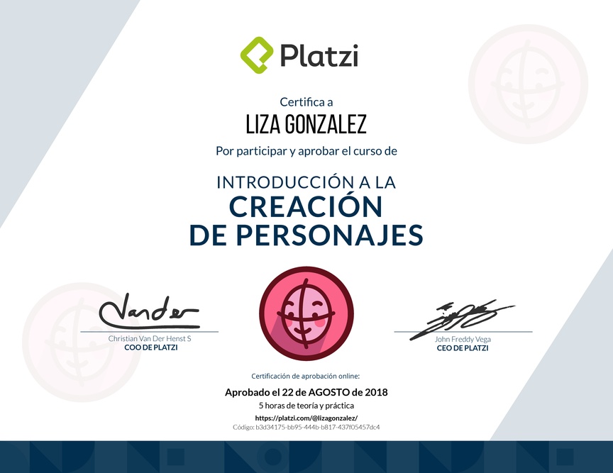 Diploma de Introducción a la Creación de Personajes 2018