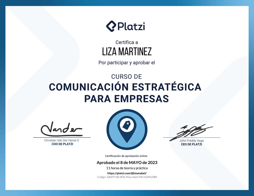 Diploma del Curso de Comunicación Estratégica para Empresas