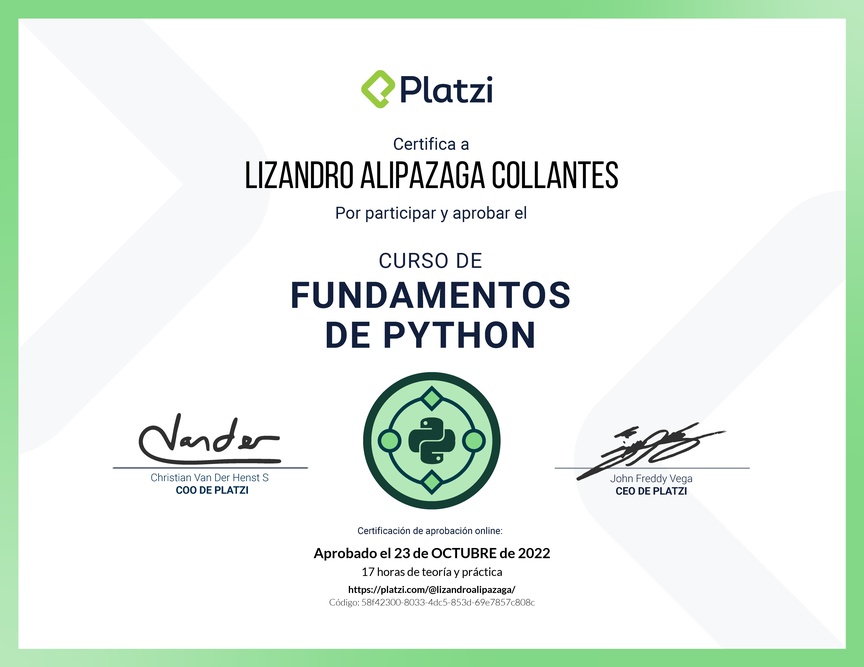 Diploma del Curso de Fundamentos de Python