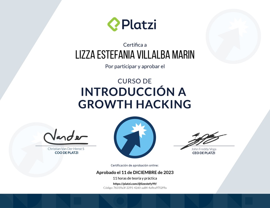 Diploma del Curso de Introducción a Growth Hacking