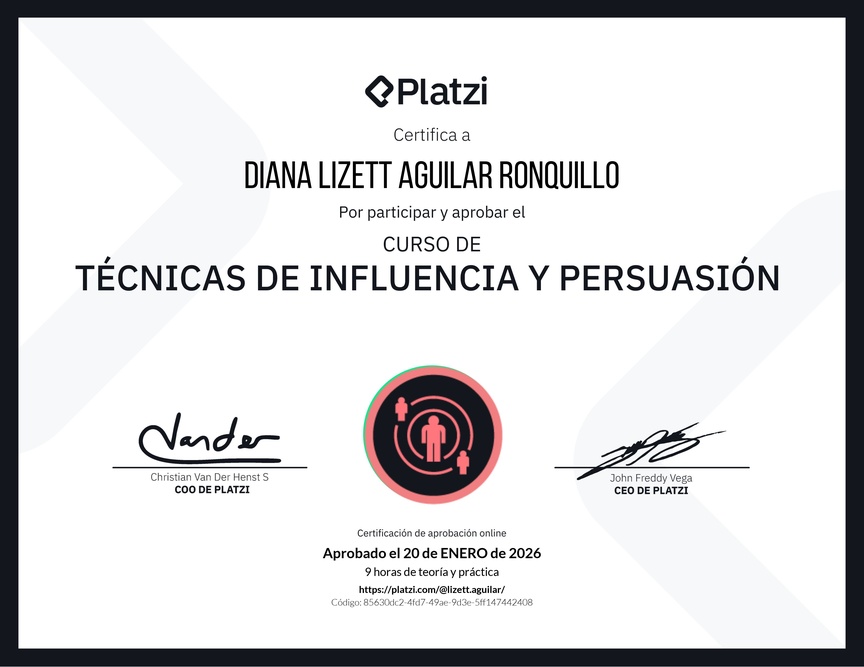 Diploma del Curso de Técnicas de Influencia y Persuasión