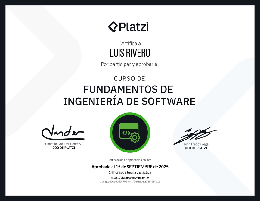Diploma del Curso de Fundamentos de Ingeniería de Software