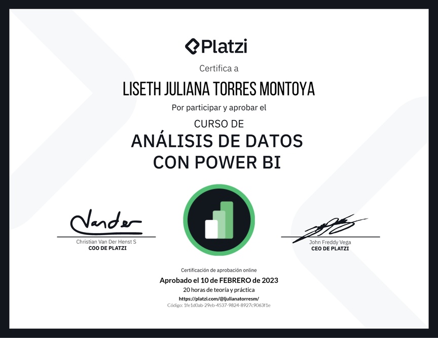 Diploma del Curso de Análisis de Datos con Power BI