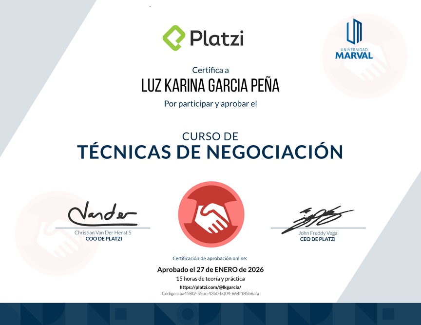 Diploma del Curso de Técnicas de Negociación