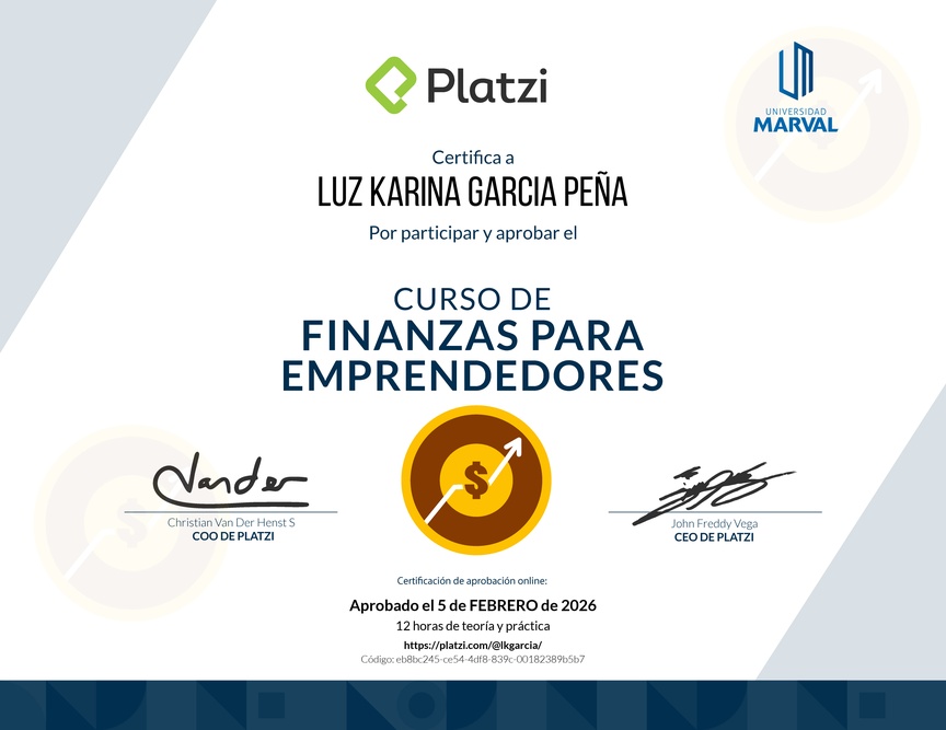 Diploma del Curso de Finanzas para Emprendedores