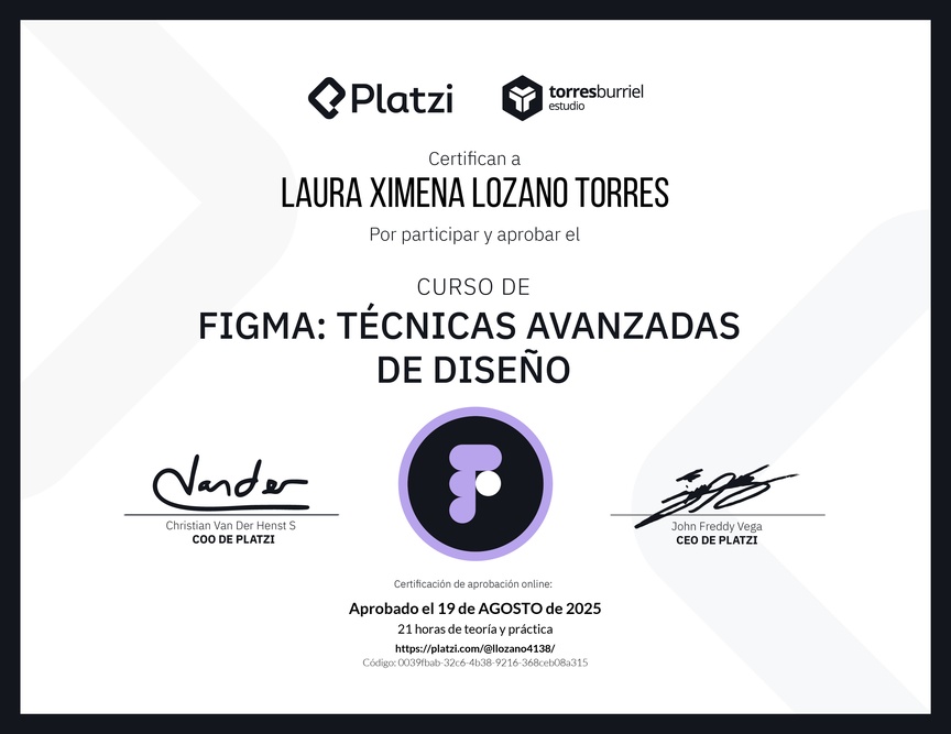 Diploma del Curso de Figma: Técnicas Avanzadas de Diseño