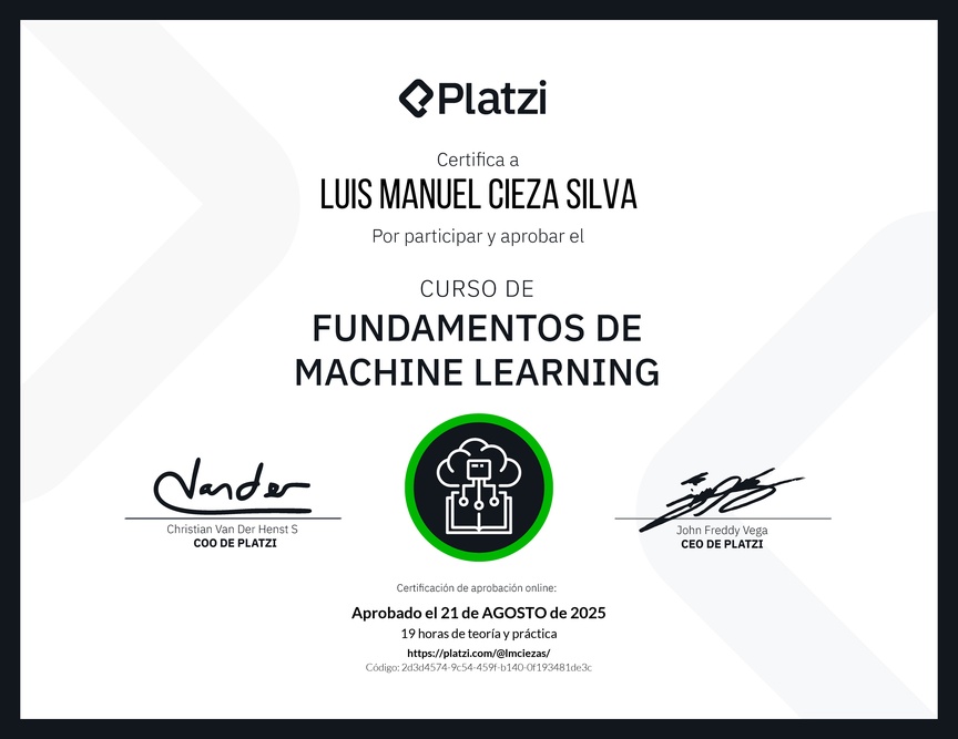 Diploma del Curso de Fundamentos de Machine Learning