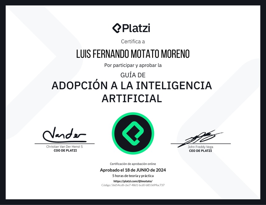 Diploma de Guía de Adopción a la Inteligencia Artificial 2023