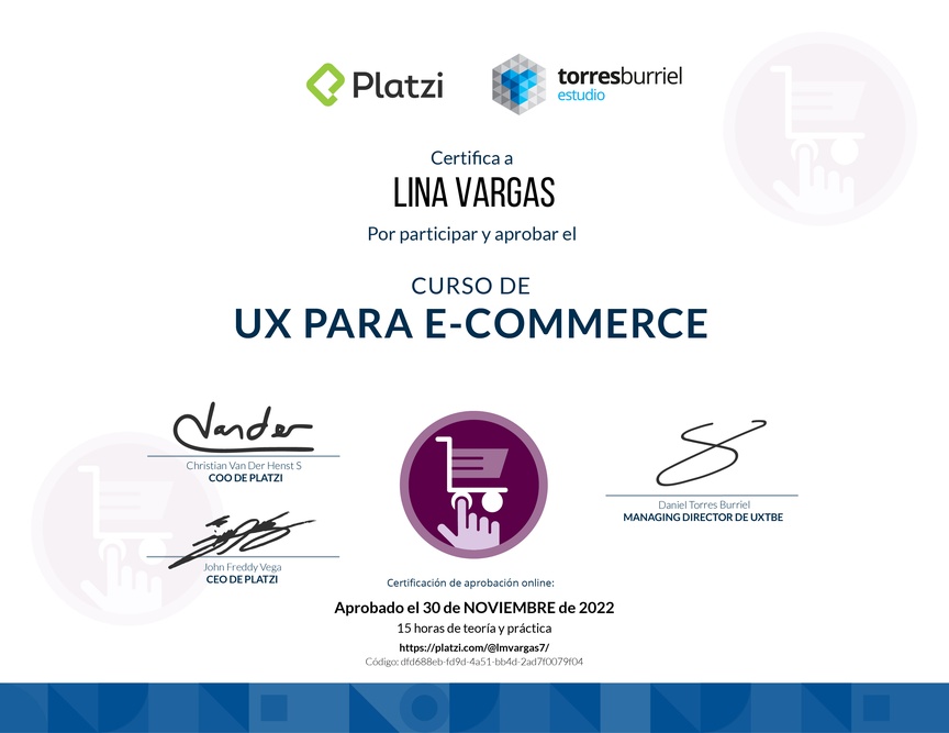 Diploma del Curso de UX para E-Commerce