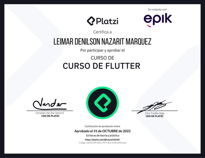 Diploma del Curso de Flutter