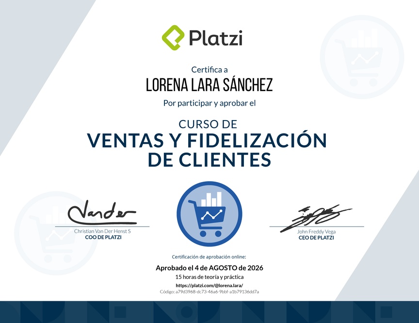 Diploma del Curso de Ventas y Fidelización de Clientes con Buyer Journey