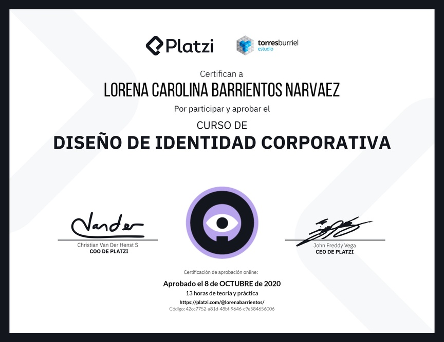 Diploma del Curso de Diseño de Identidad Corporativa