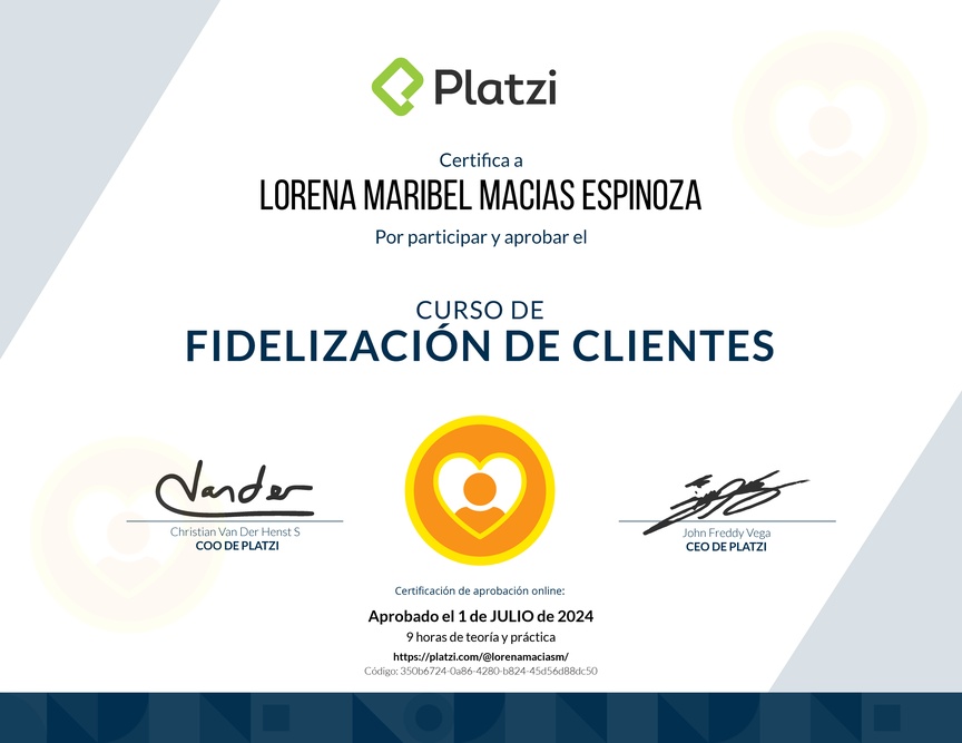 Diploma del Curso de Fidelización de Clientes