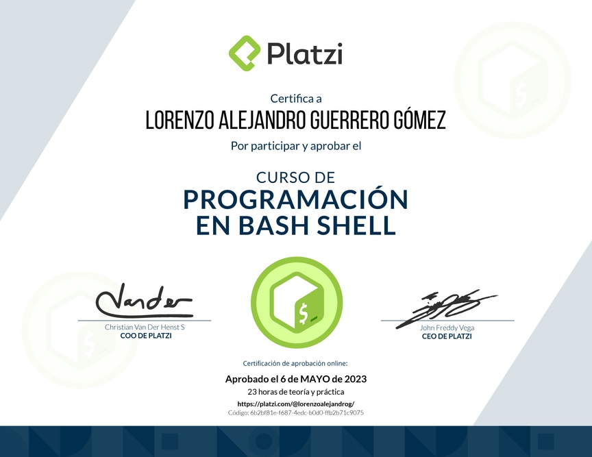 Diploma del Curso de Programación en Bash Shell