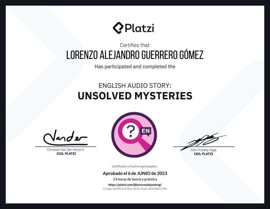 Diploma de Audio Historia en Inglés: Misterios sin Resolver