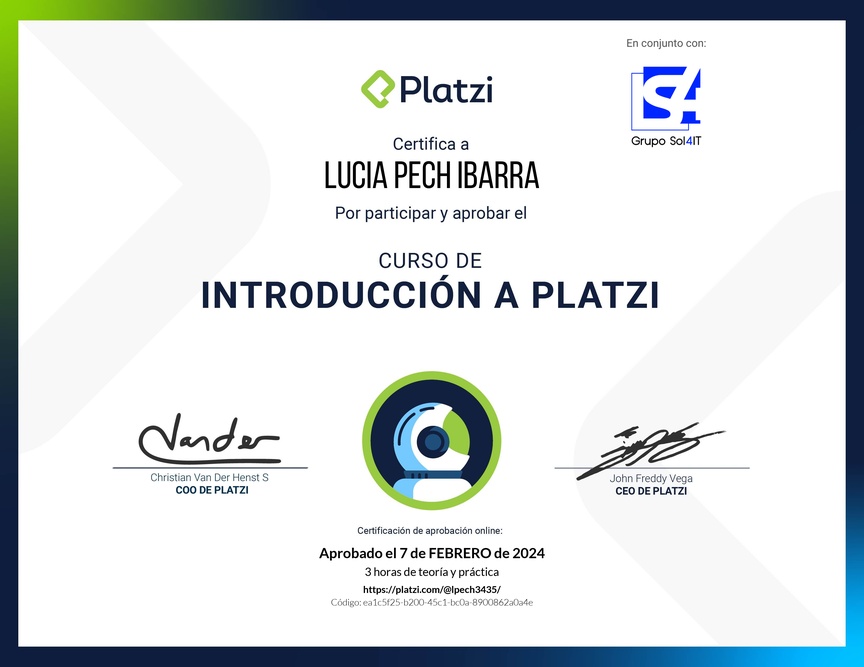 Diploma del Curso de Introducción a Platzi 🇲🇽