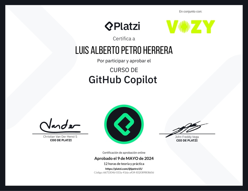 Diploma del Curso de GitHub Copilot
