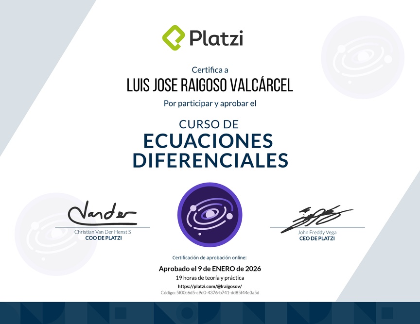 Diploma del Curso de Ecuaciones Diferenciales