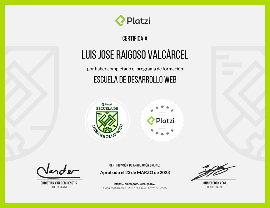 Diploma de la Ruta de Aprendizaje de Frontend y Backend con Javascript para Desarrollo Web
