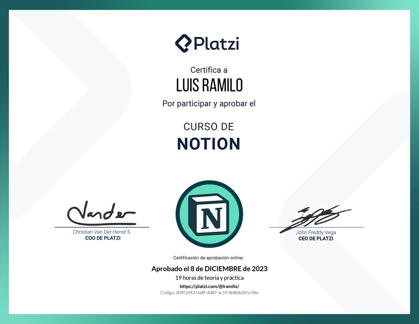 Diploma del Curso de Notion