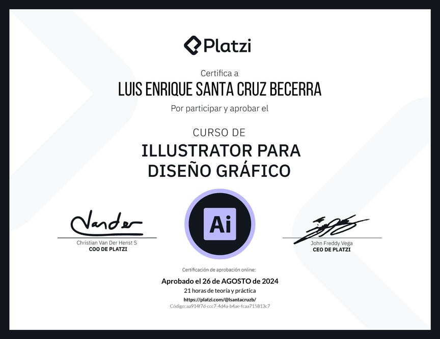 Diploma del Curso de Illustrator para Diseño Gráfico