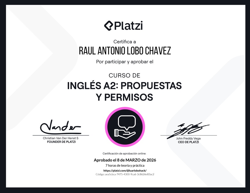 Diploma del Curso de Inglés Básico A2: Propuestas y Permisos