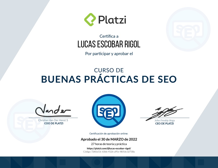 Diploma del Curso de Prácticas Efectivas para SEO