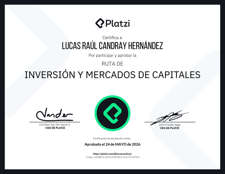 Diploma de la Ruta de Aprendizaje de Inversión y Mercados de Capitales
