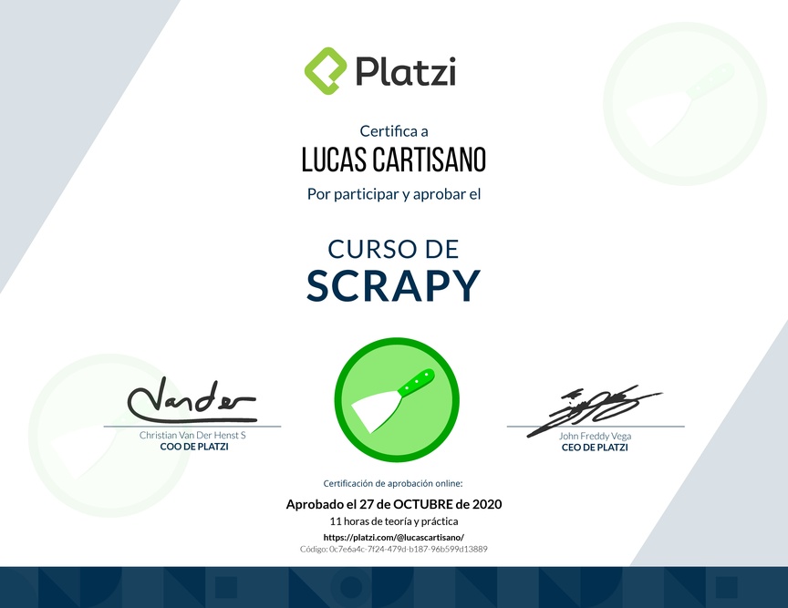 Diploma del Curso de Scrapy