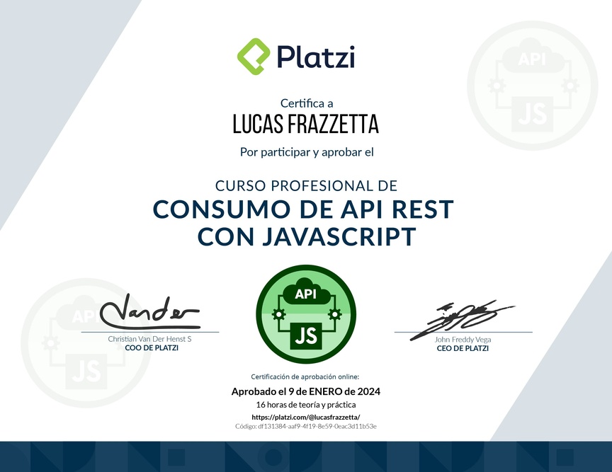 Diploma del Curso de API REST con Javascript: Performance y Usabilidad