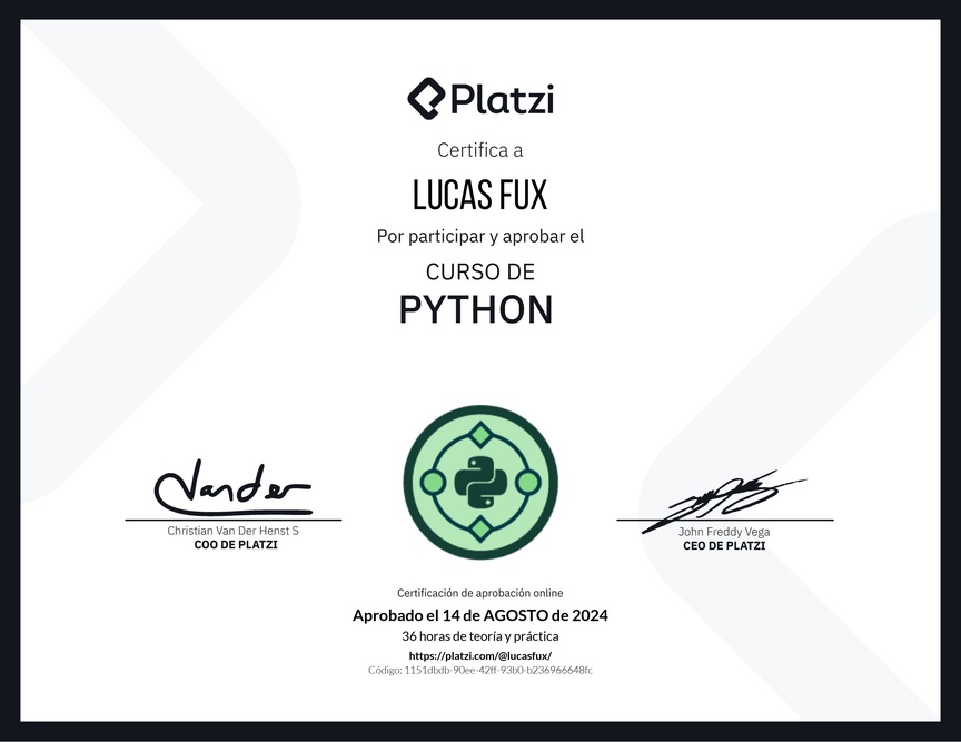 Diploma del Curso de Python