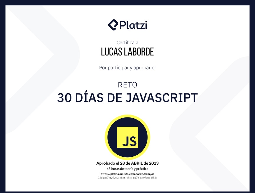 Diploma de 30 días de JavaScript