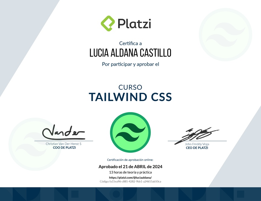 Diploma del Curso de Tailwind CSS 1