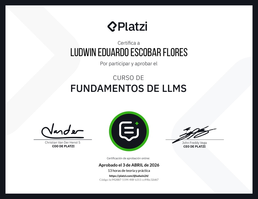 Diploma del Curso de Fundamentos de LLMs