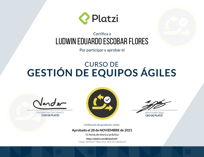 Diploma del Curso de Gestión de Equipos Ágiles