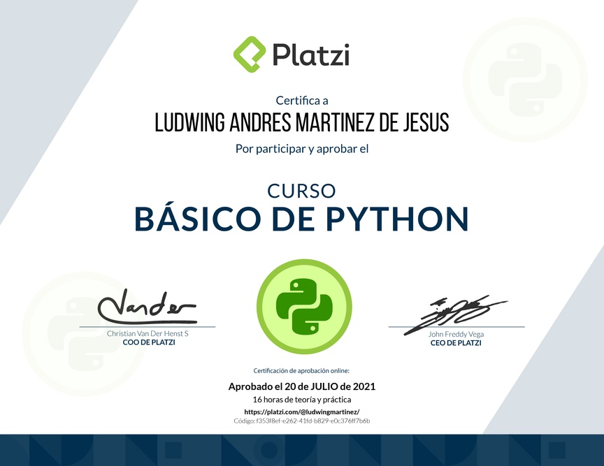Diploma del Curso Básico de Python