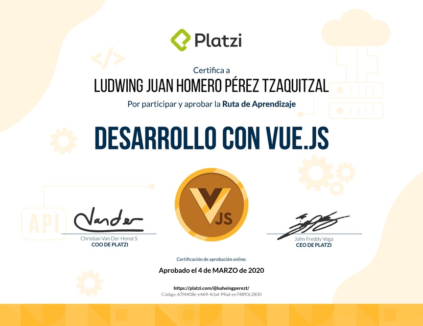Diploma de la Ruta de Aprendizaje de Frontend a profundidad con Vue.js