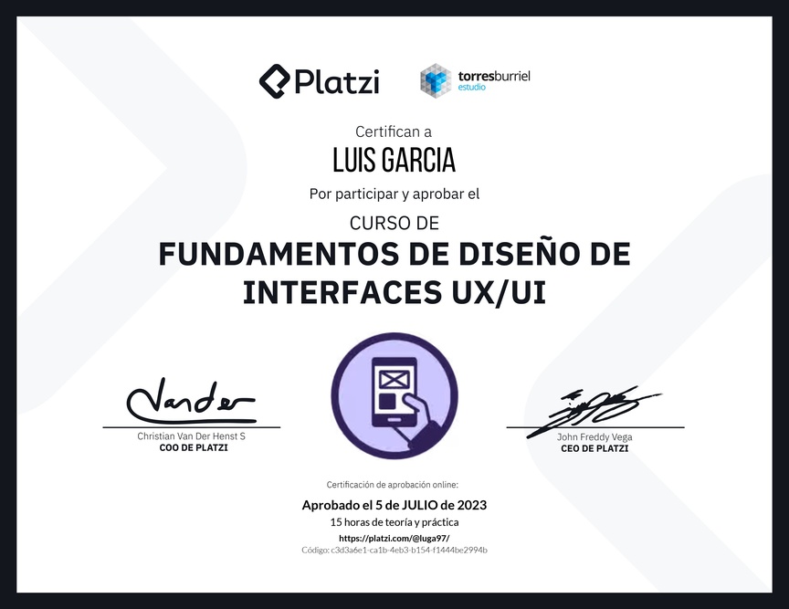 Diploma del Curso de Fundamentos de Diseño de Interfaces UX/UI