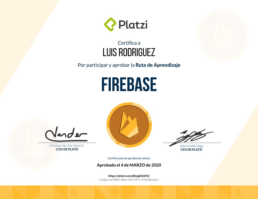 Diploma de la Ruta de Aprendizaje de Firebase
