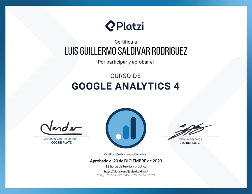 Diploma del Curso de Google Analytics