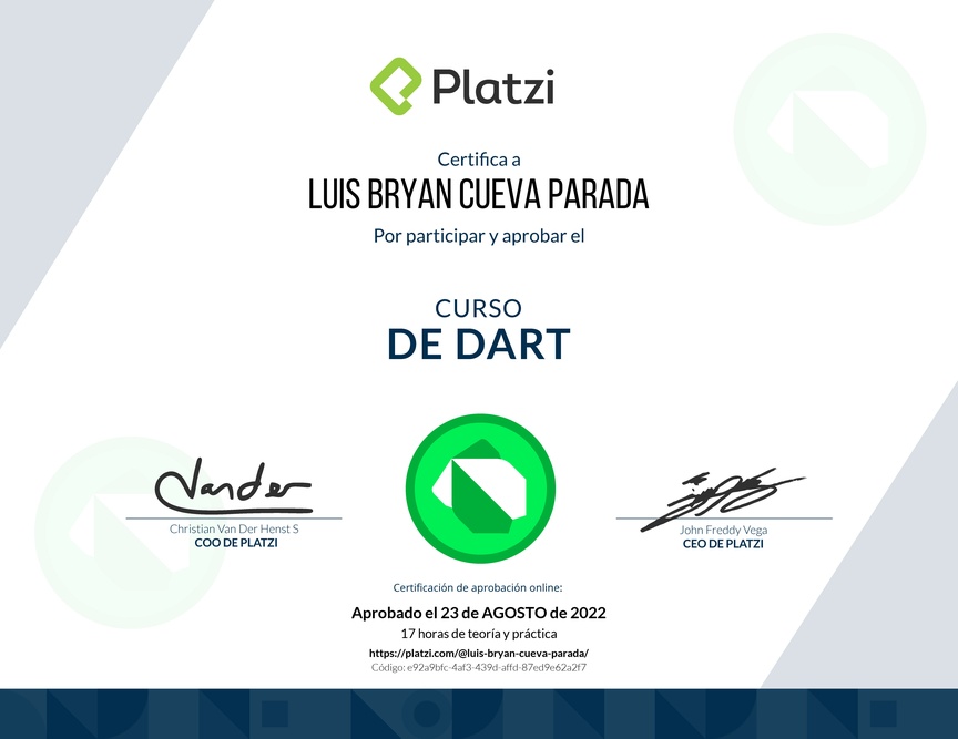 Diploma del Curso de Dart