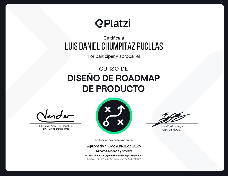 Diploma del Curso de Diseño de Roadmap de Producto