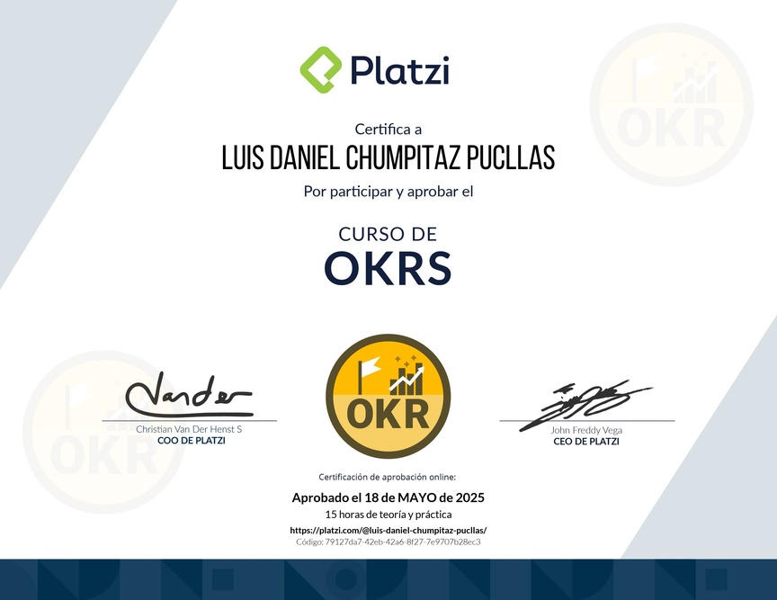 Diploma del Curso de OKRs: Herramienta Clave para Managers