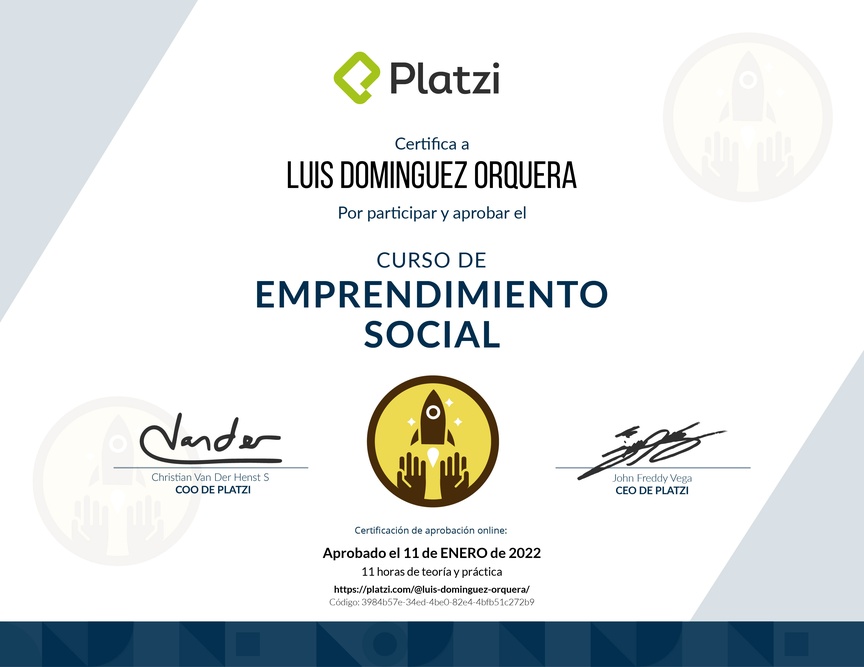 Diploma del Curso de Emprendimiento Social