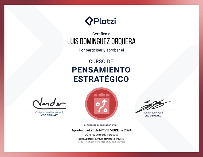 Diploma del Curso de Pensamiento Estratégico